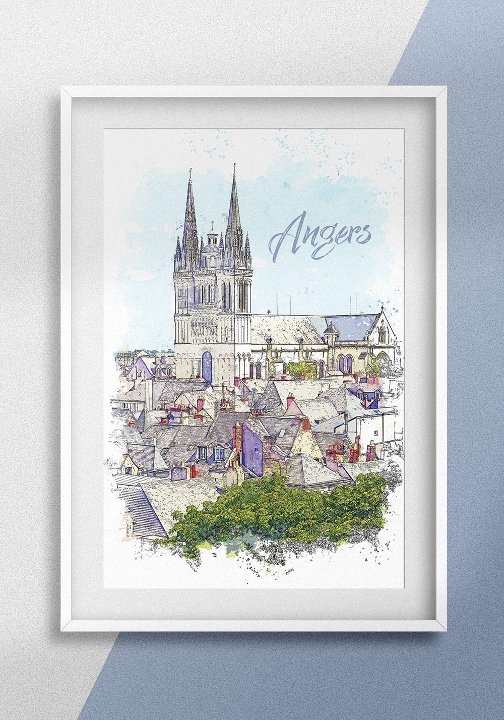 Affiche Angers ville du Maine-et-Loire Artcamia