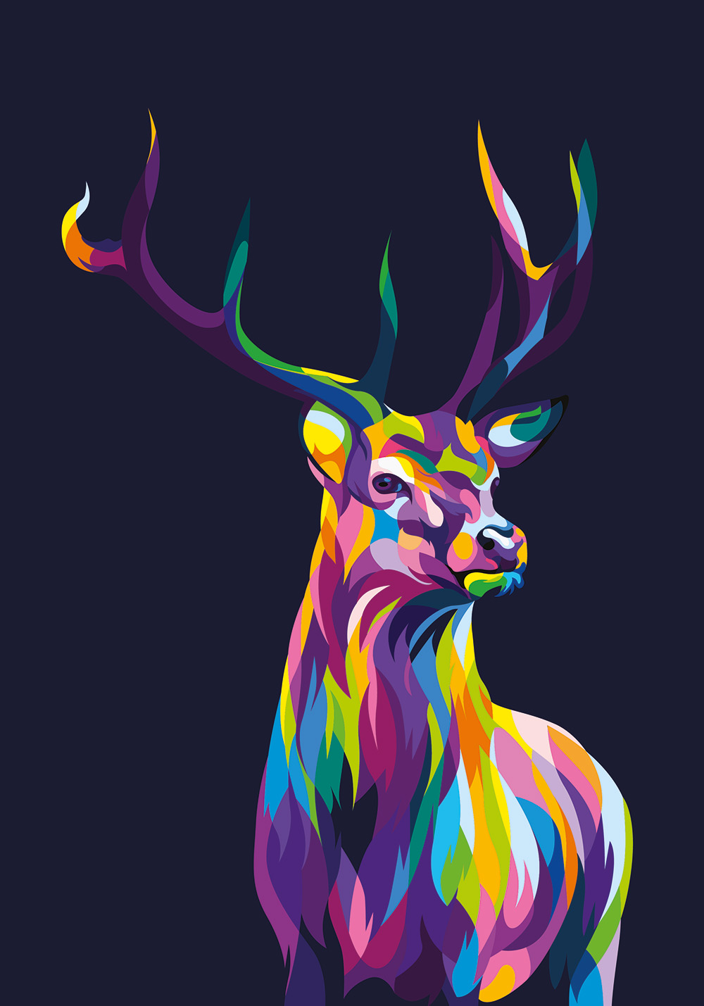 Affiche cerf Pop art