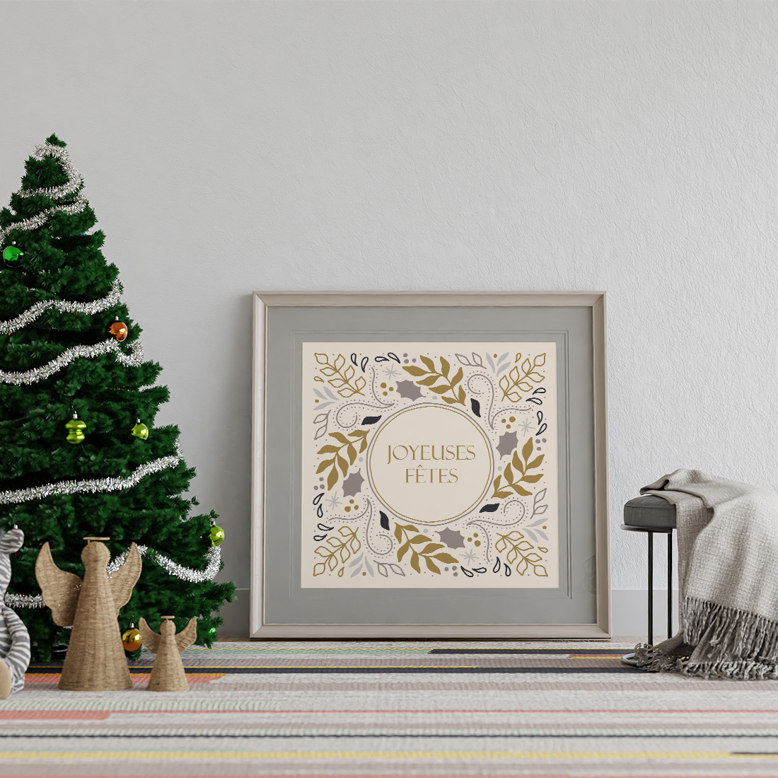 Affiche festive joyeuses fêtes