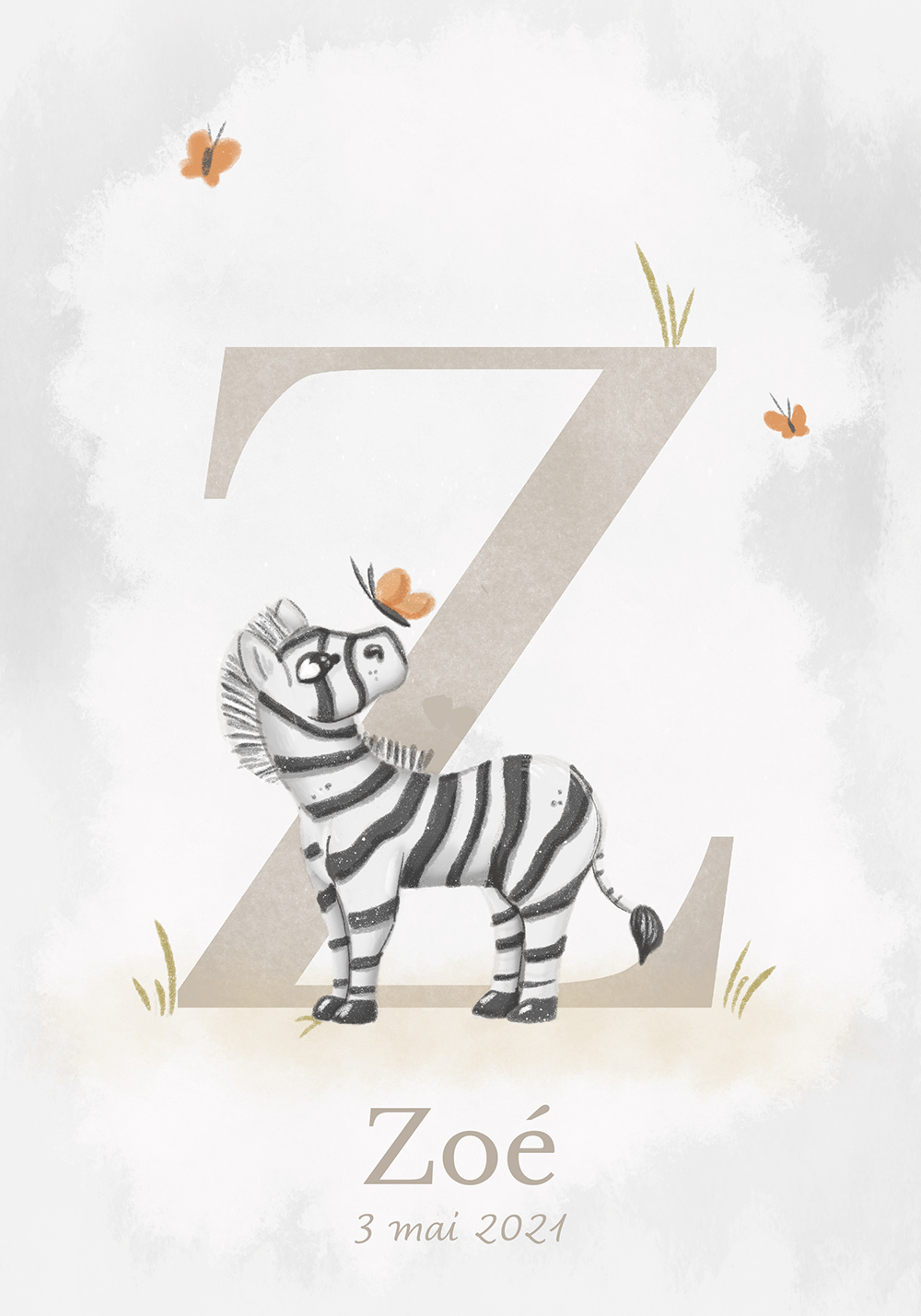 Affiche Prénom Enfant – Lettre Z – Poster Personnalisé