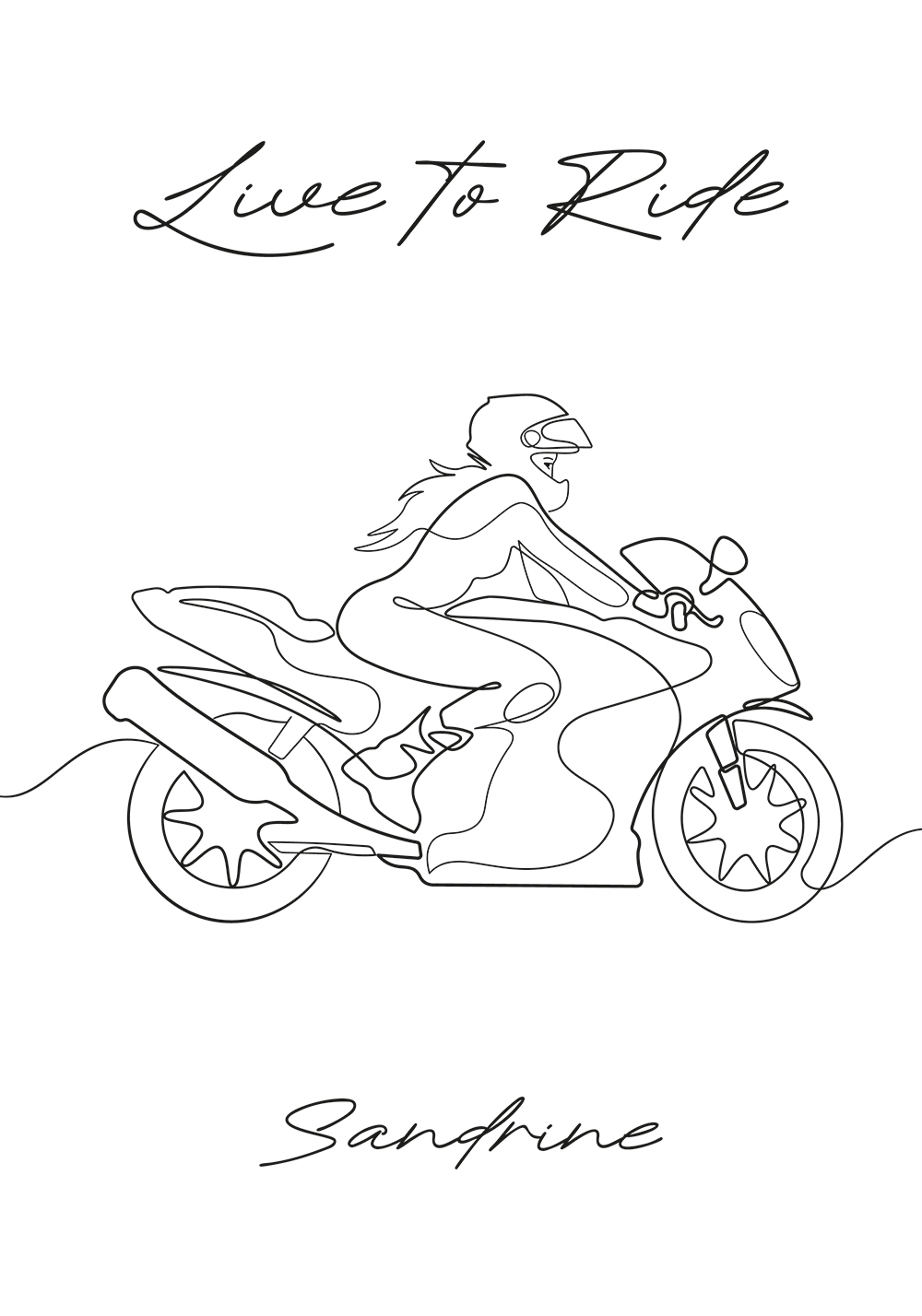 Affiche personnalisée motarde