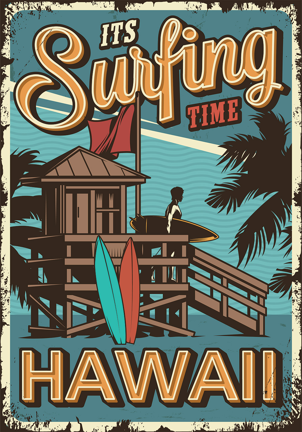 Affiche surf vintage