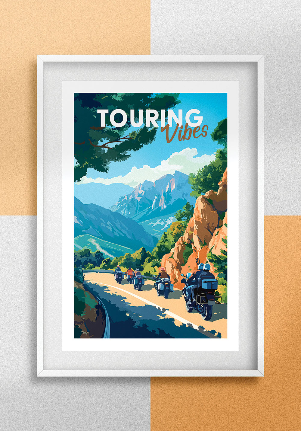 Affiche voyage en moto