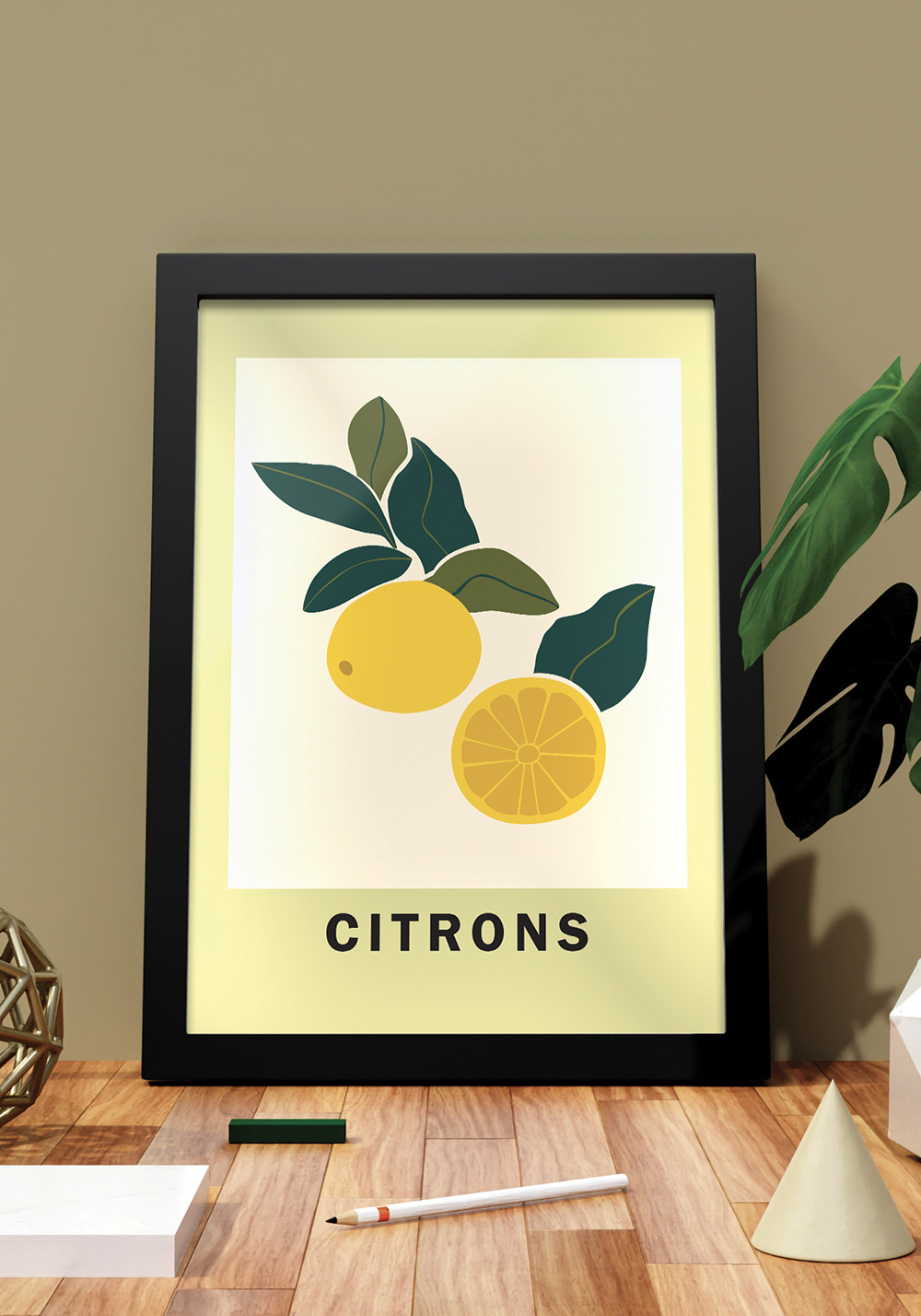 Agrume citron jaune confit, jus frais, citronnade Affiche murale cuisine Artcamia