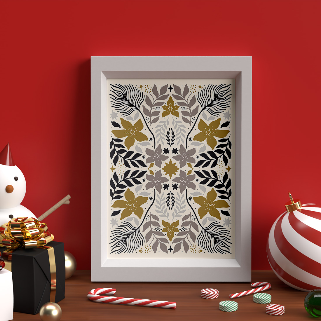 Déco murale florale Noël