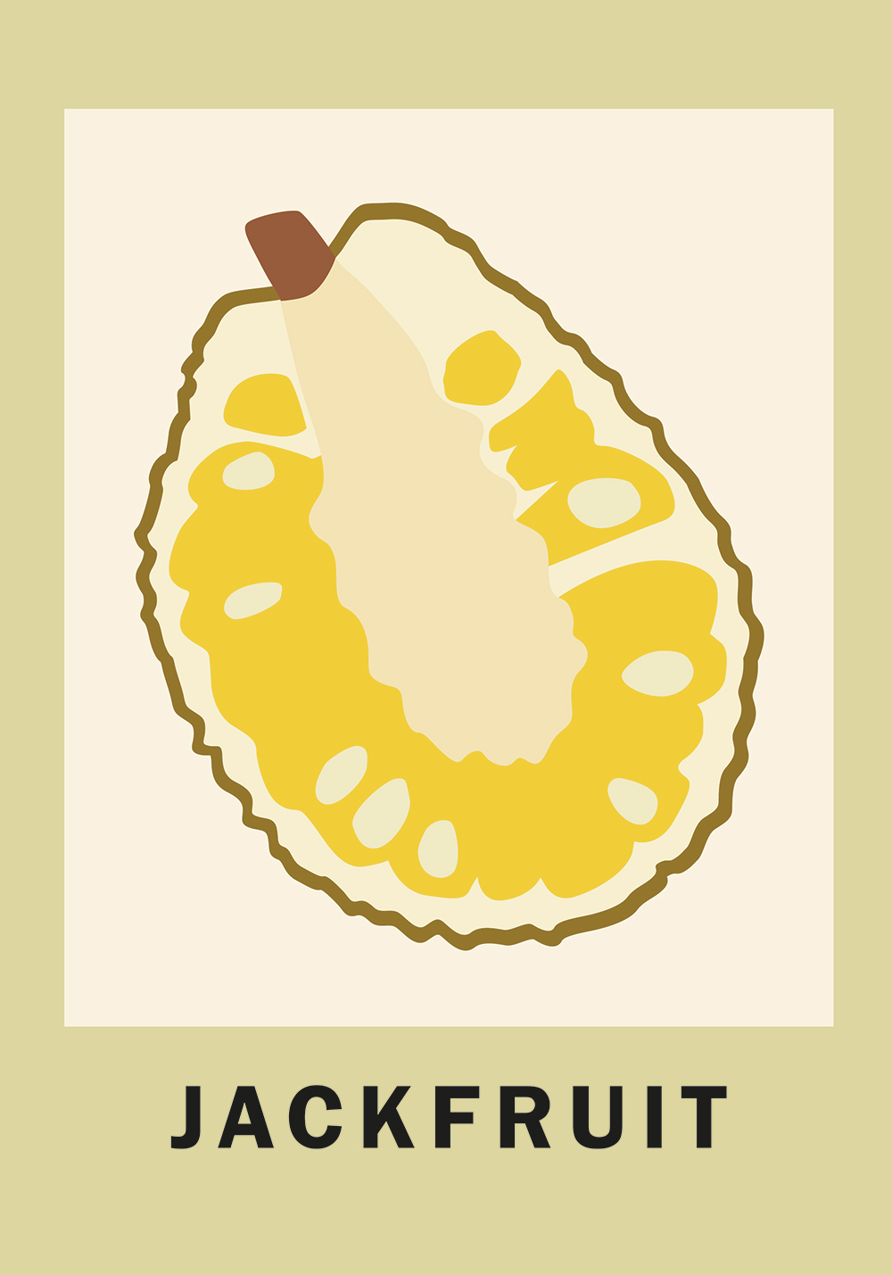 Affiche jackfruit Dessin fruit exotique jaune Décoration murale bureau