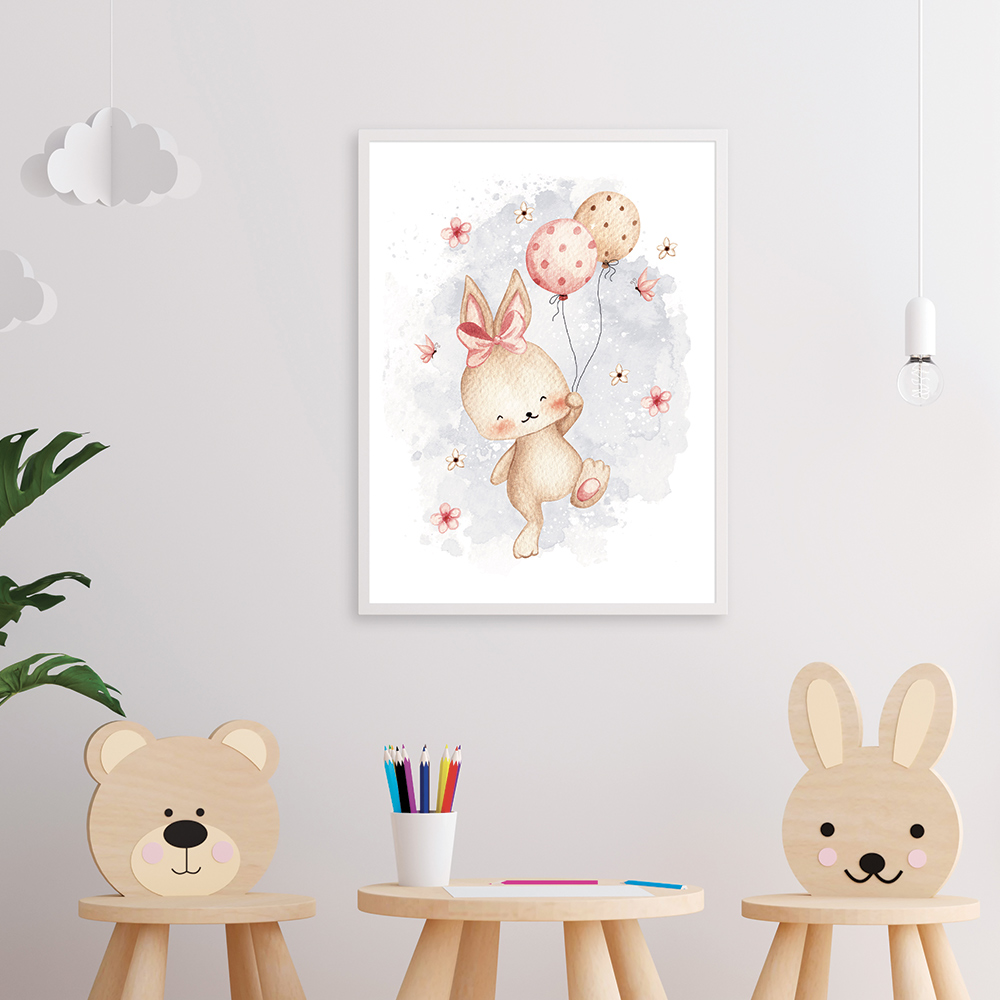 Fêtes de Pâques Affiche enfant lapin