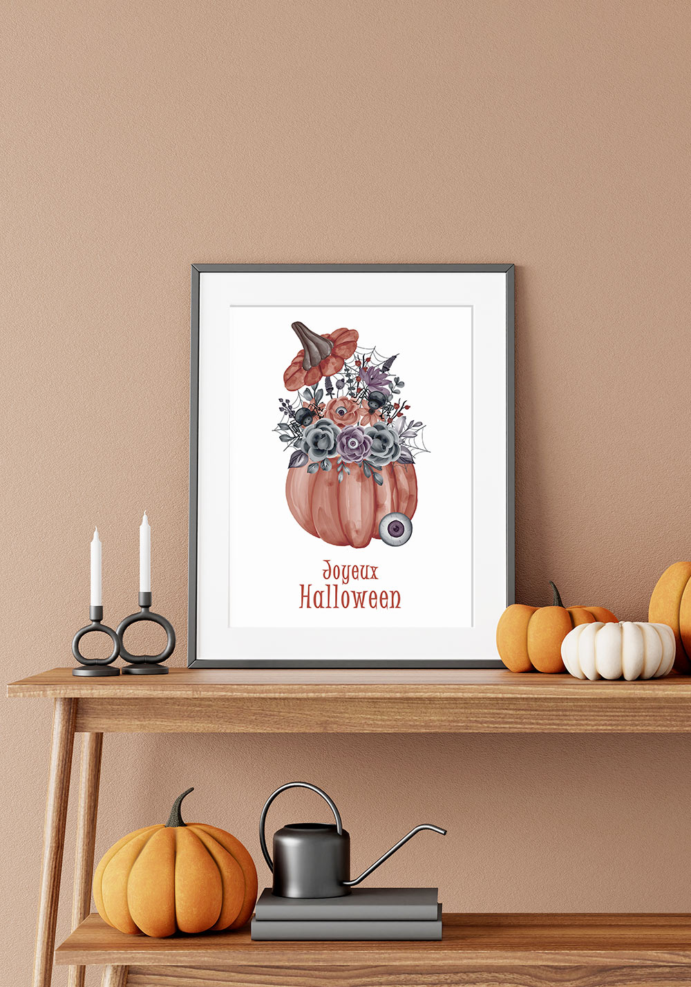 Halloween citrouille toile d'araignée Affiche Artcamia