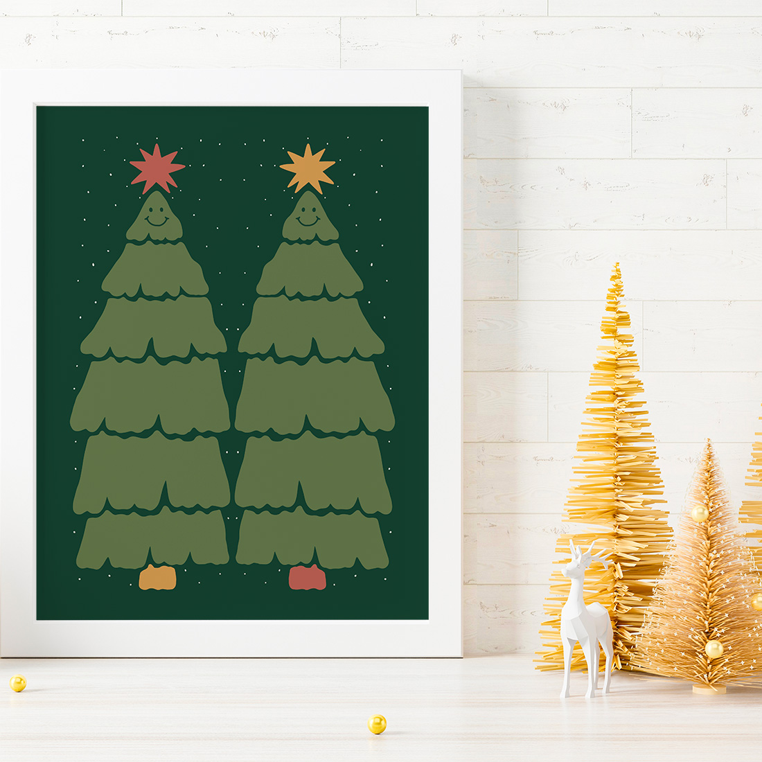 Illustration hiver sapin