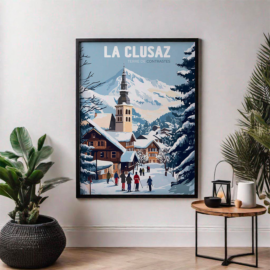 Illustration ski montagne