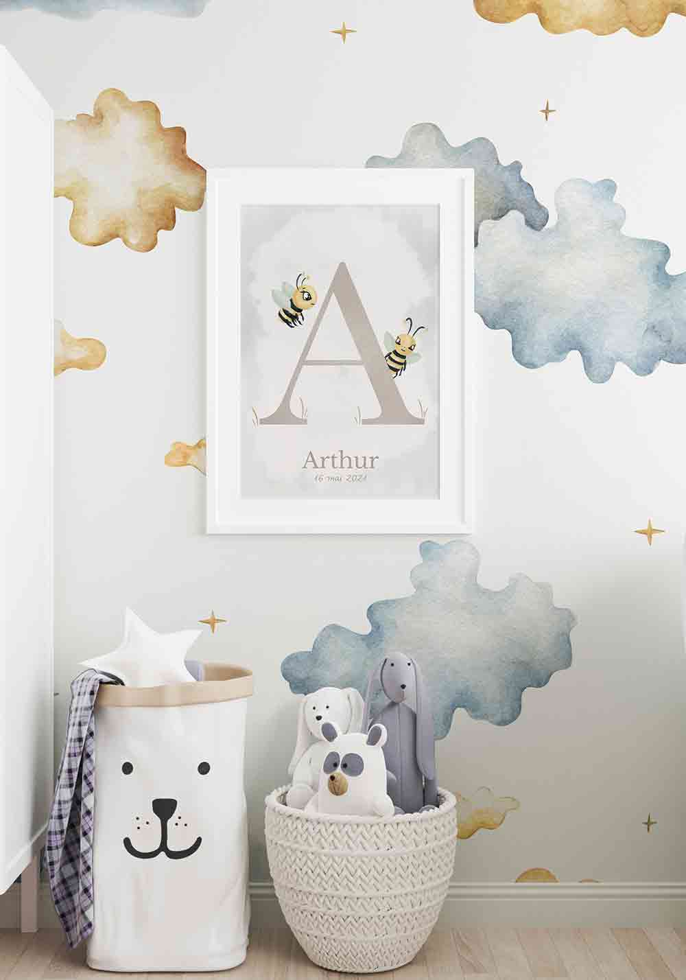 Lettre alphabet A Poster personnalisable enfant chambre Artcamia