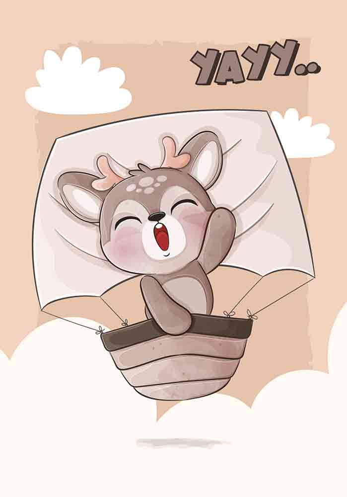 Petit daim pour les enfants vole-dans-les-airs Décor mural chambre