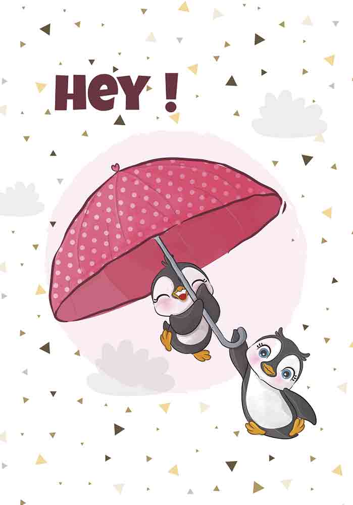 pingouins qui s'envolent avec un parapluie Décor mural