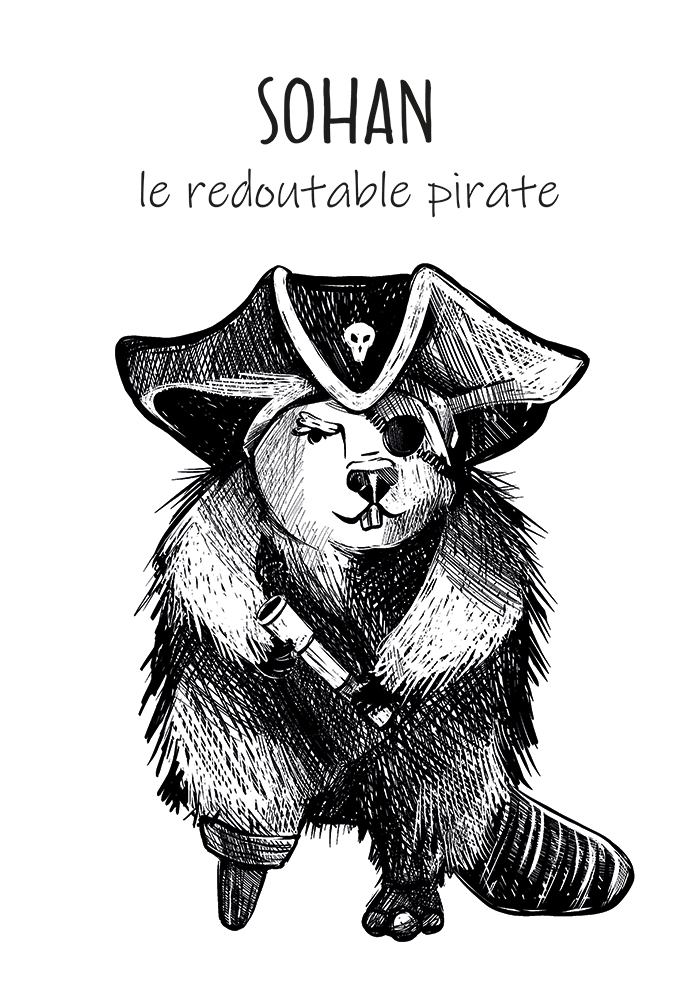 Pirate butin abordage navires Affiche personnalisable prénom enfant
